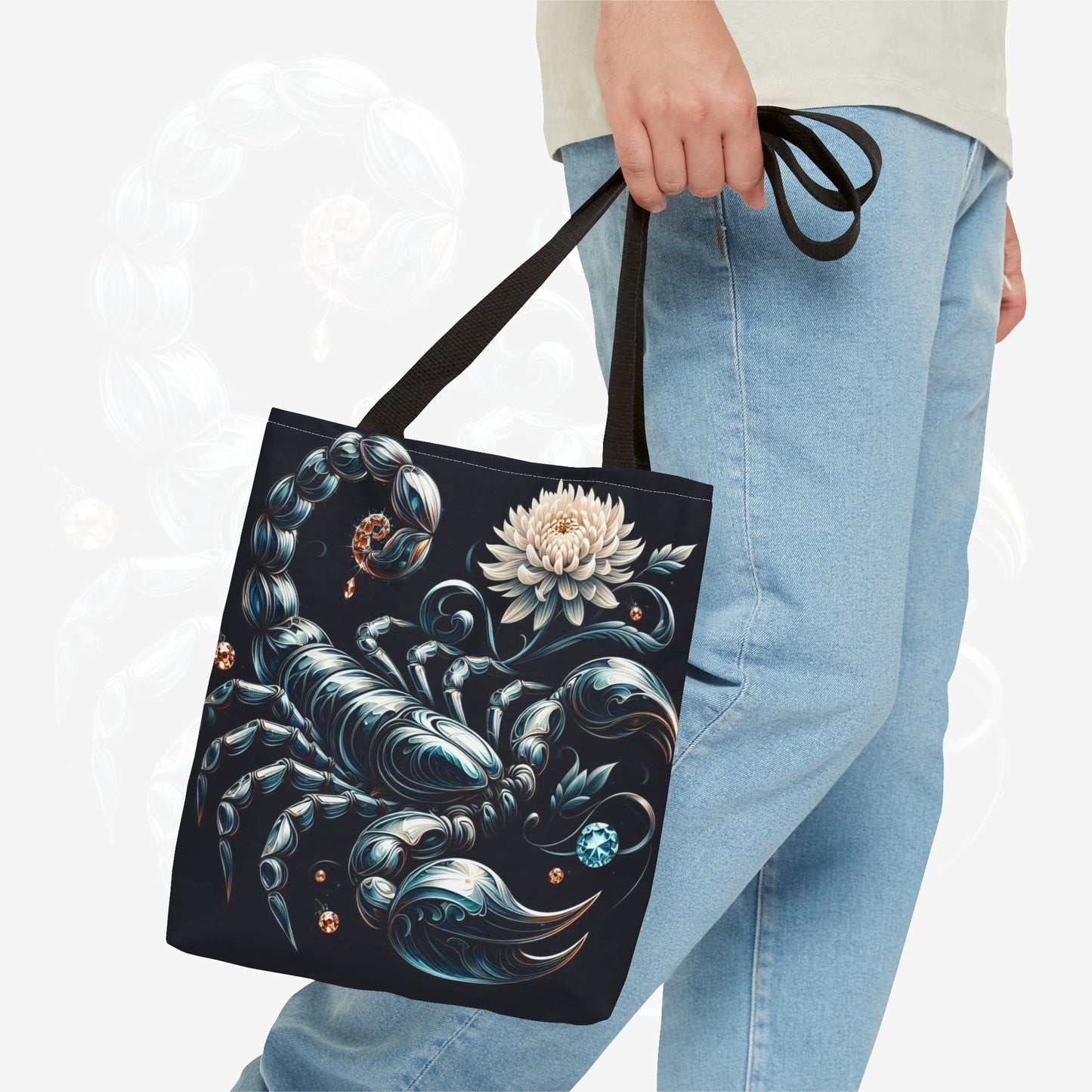 Astrological Blossoms and Crystals - Scorpio - Mystical Depths Tote Bag - 50