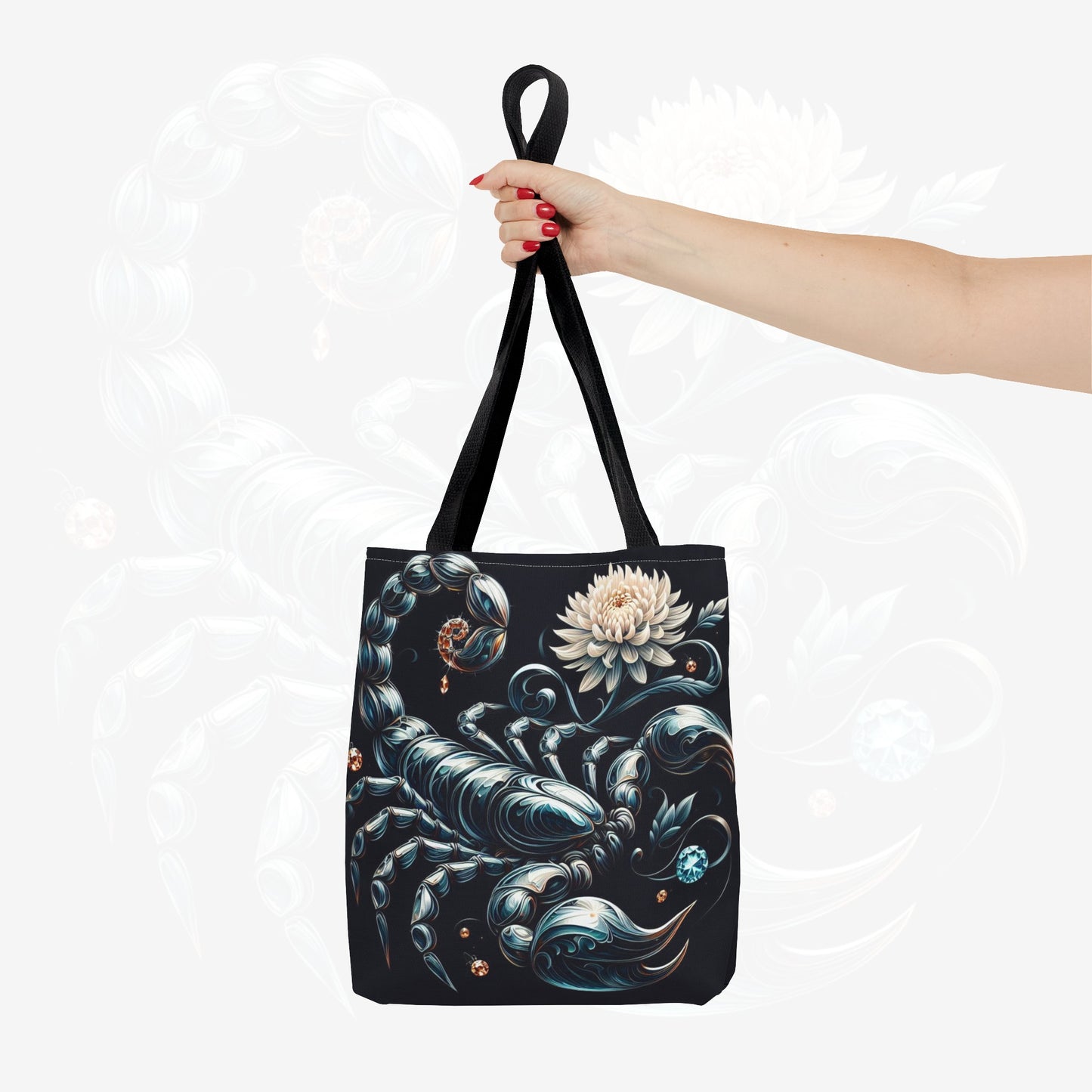 Astrological Blossoms and Crystals - Scorpio - Mystical Depths Tote Bag - 50