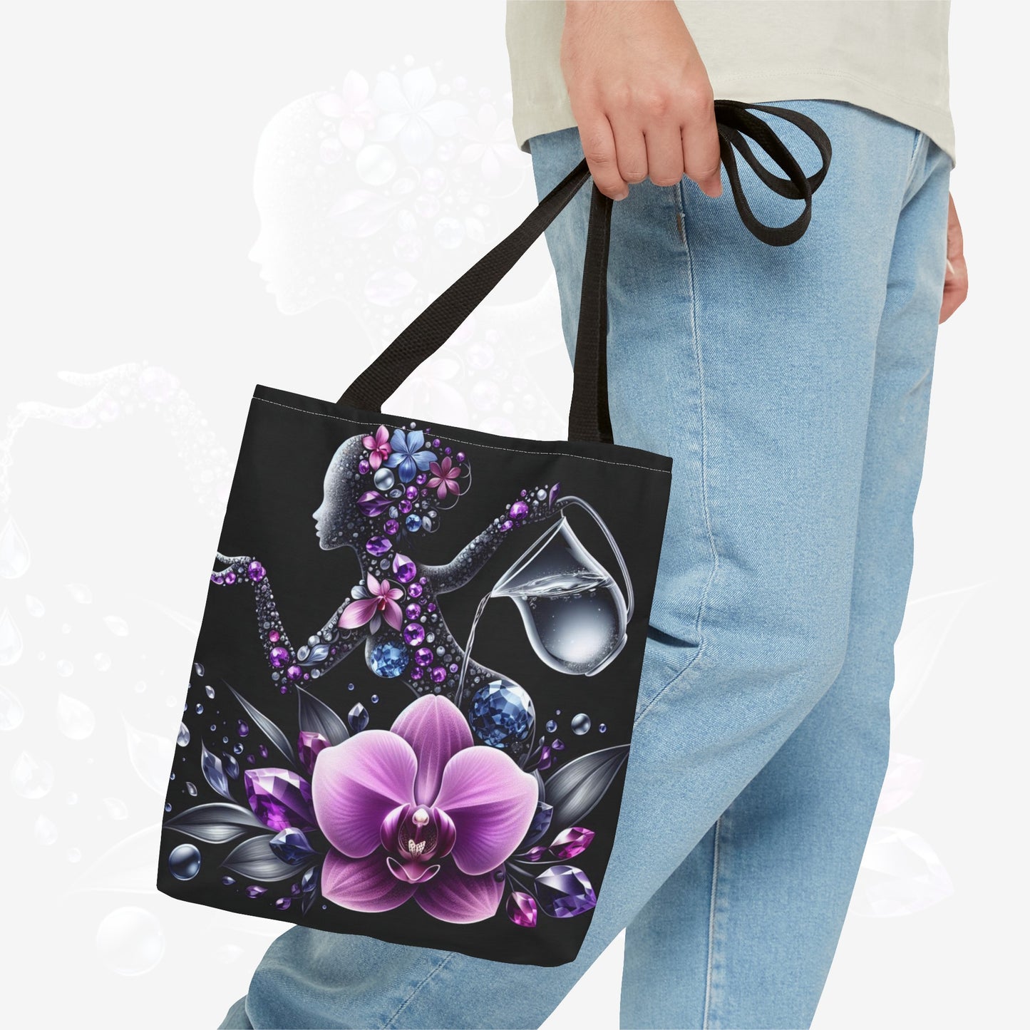 Astrological Blossoms and Crystals - Aquarius Visionary Insight Tote Bag - 50