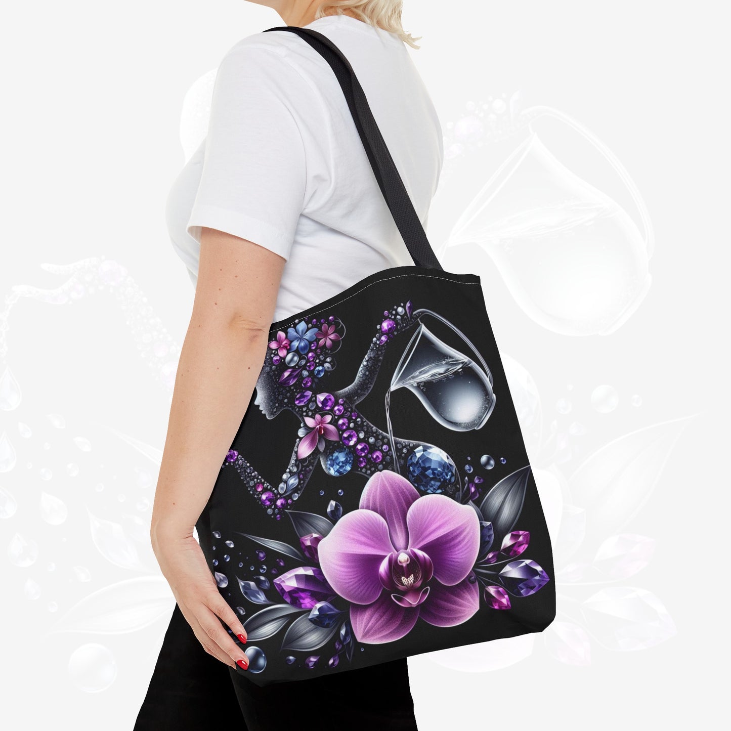 Astrological Blossoms and Crystals - Aquarius Visionary Insight Tote Bag - 50