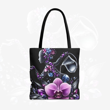 Astrological Blossoms and Crystals - Aquarius Visionary Insight Tote Bag - 50