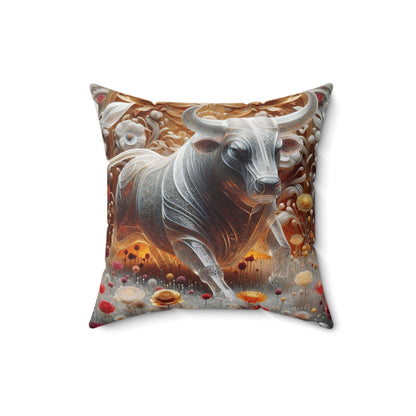 Sculpted Elegance and Blossoms - Taurus - Taurus Sculpted Elegance and Blossoms Pillow - 31.2