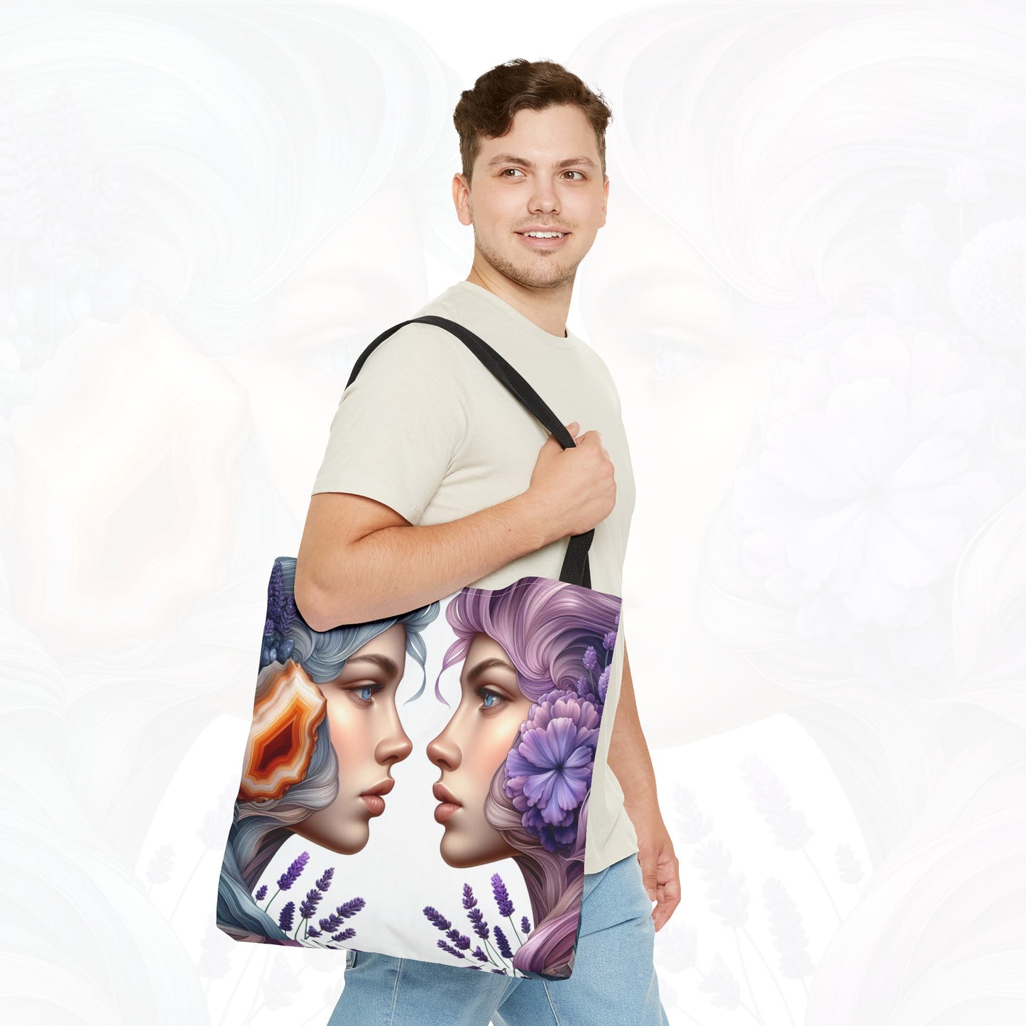 Astrological Blossoms and Crystals - Gemini - Dual Harmony Tote Bag - 50