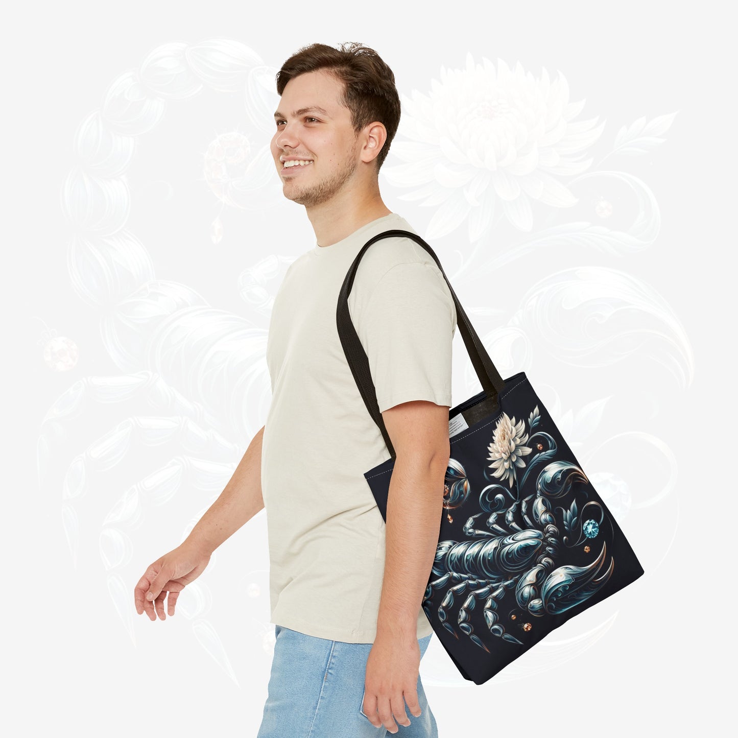 Astrological Blossoms and Crystals - Scorpio - Mystical Depths Tote Bag - 50