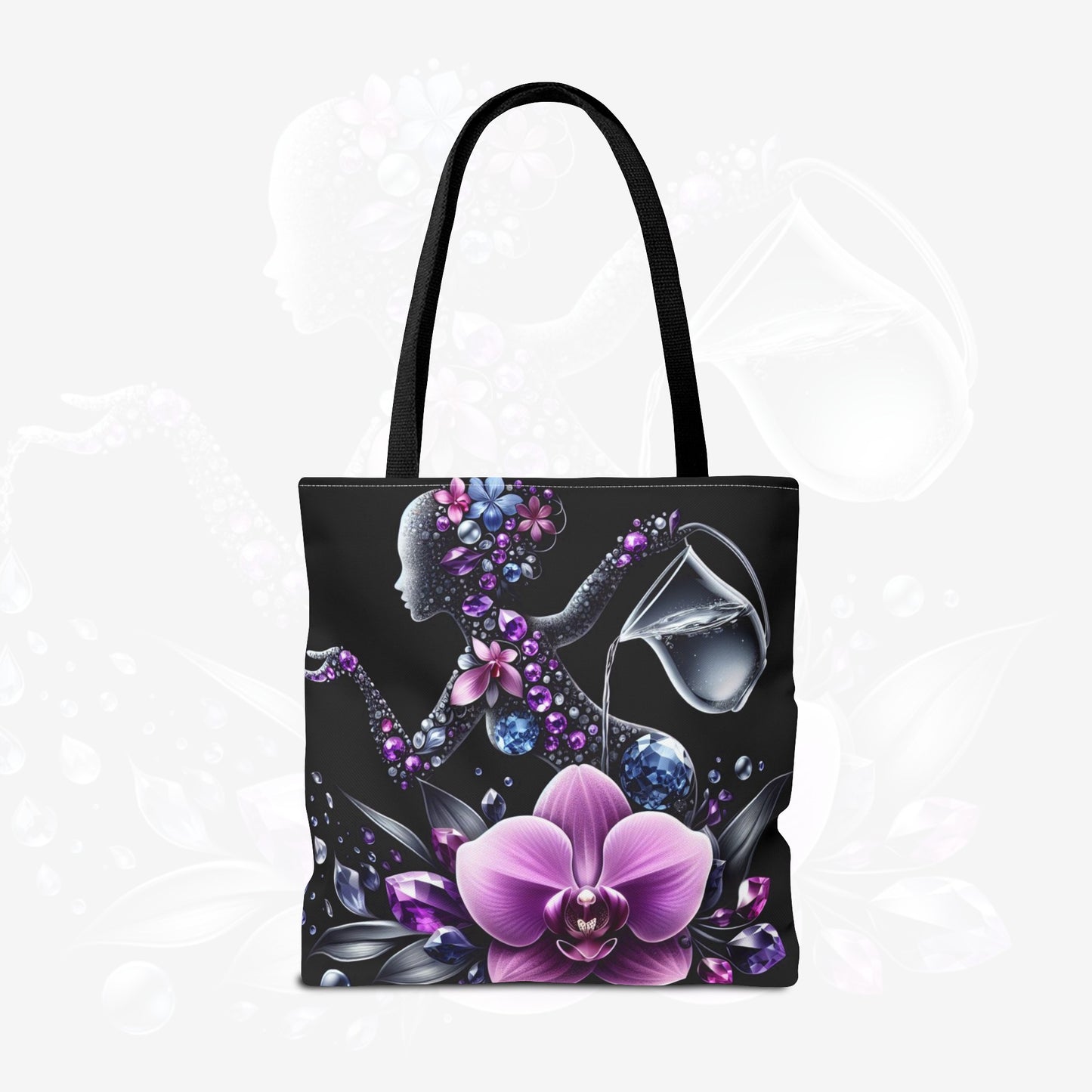 Astrological Blossoms and Crystals - Aquarius Visionary Insight Tote Bag - 50