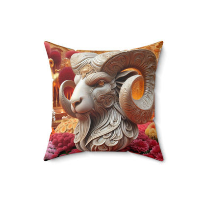 Sculpted Elegance and Blossoms - Aries - Aries Sculpted Elegance and Blossoms Pillow - 31.2