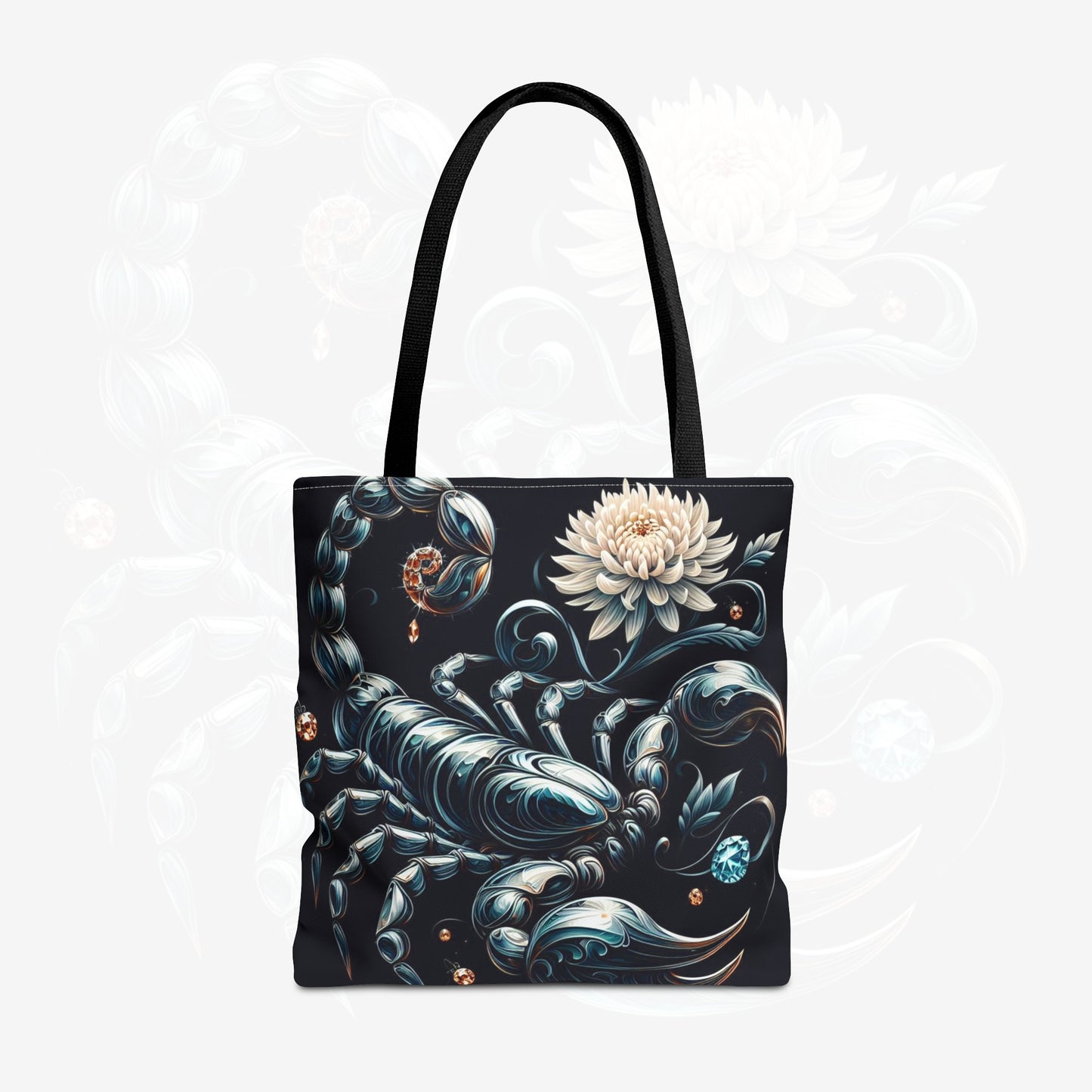 Astrological Blossoms and Crystals - Scorpio - Mystical Depths Tote Bag - 50