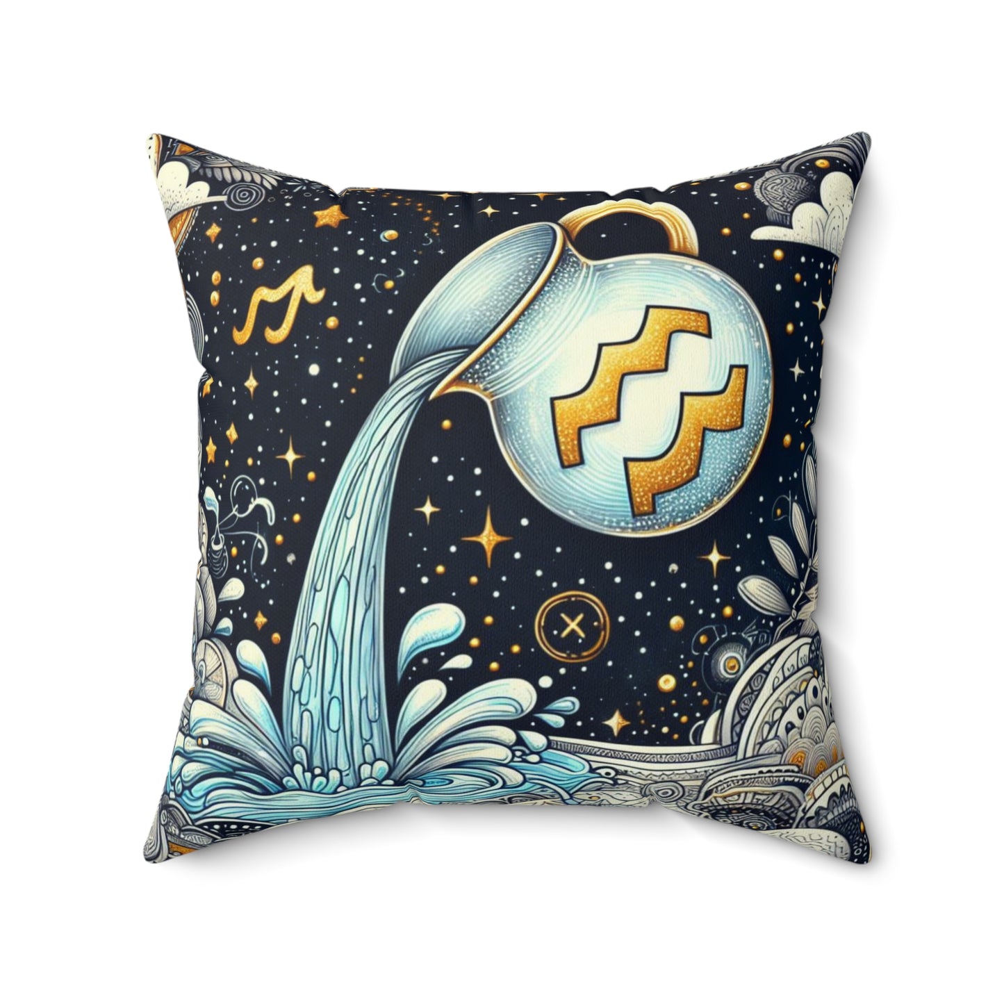 Astrological Artistry - Aquarius - Aquarius Artistic Symbolism Pillow - 33
