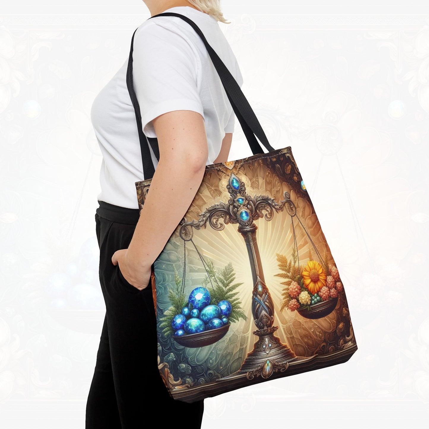 Astrological Blossoms and Crystals - Libra - Harmonious Balance Tote Bag - 50