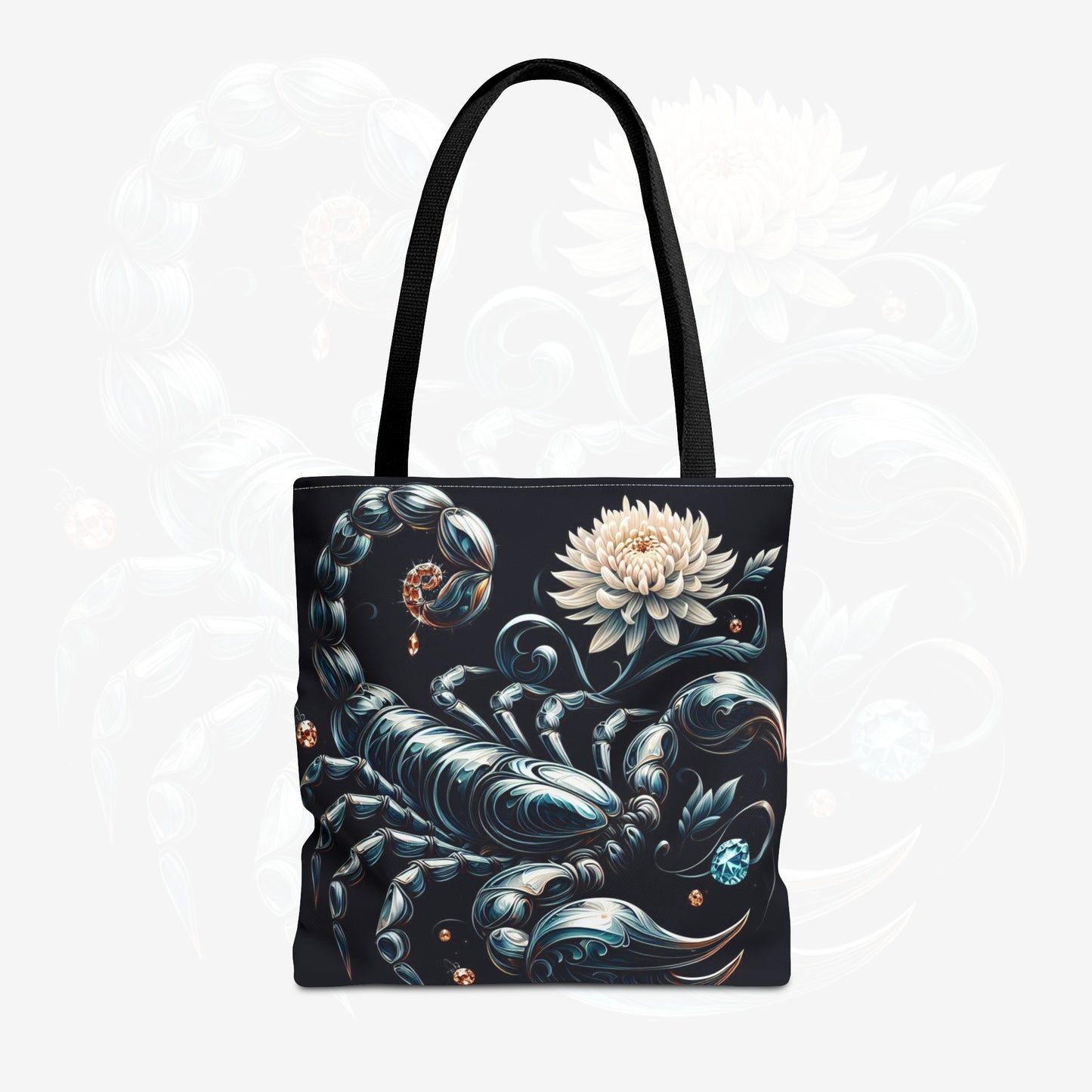 Astrological Blossoms and Crystals - Scorpio - Mystical Depths Tote Bag - 50