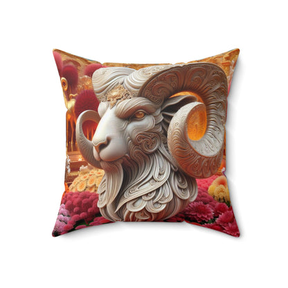 Sculpted Elegance and Blossoms - Aries - Aries Sculpted Elegance and Blossoms Pillow - 31.2