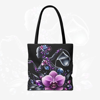 Astrological Blossoms and Crystals - Aquarius Visionary Insight Tote Bag - 50