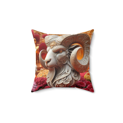 Sculpted Elegance and Blossoms - Aries - Aries Sculpted Elegance and Blossoms Pillow - 31.2