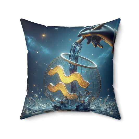 Sculpted Elegance and Blossoms - Aquarius - Aquarius Sculpted Elegance and Blossoms Pillow - 31.2