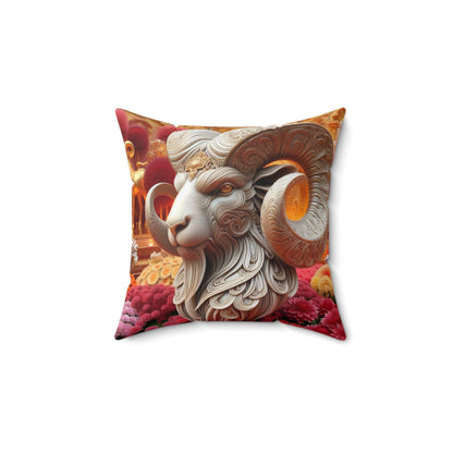 Sculpted Elegance and Blossoms - Aries - Aries Sculpted Elegance and Blossoms Pillow - 31.2